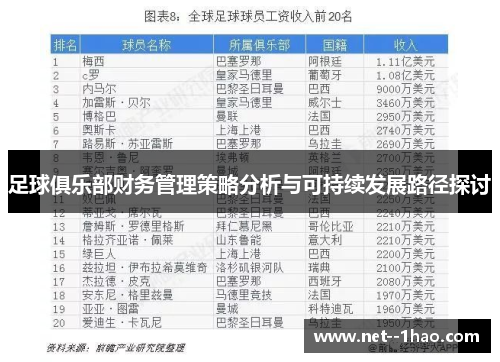 足球俱乐部财务管理策略分析与可持续发展路径探讨